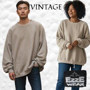 Vintage Ezze Wear “Honey-Komb” Cotton Sweatshirt Gender Neutral - Beige Large